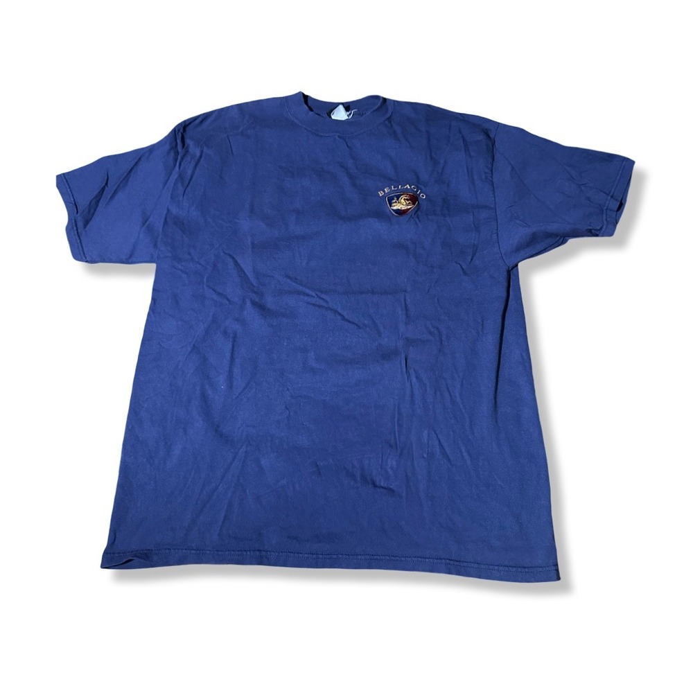 Bellagio T Shirt Mens XL Blue Excellent Las Vegas Crest Logo Souvenir Tee Y2K